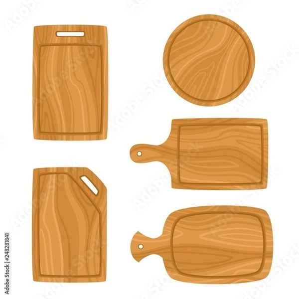Obraz Vector set of cartoon cutting board isolated on white background