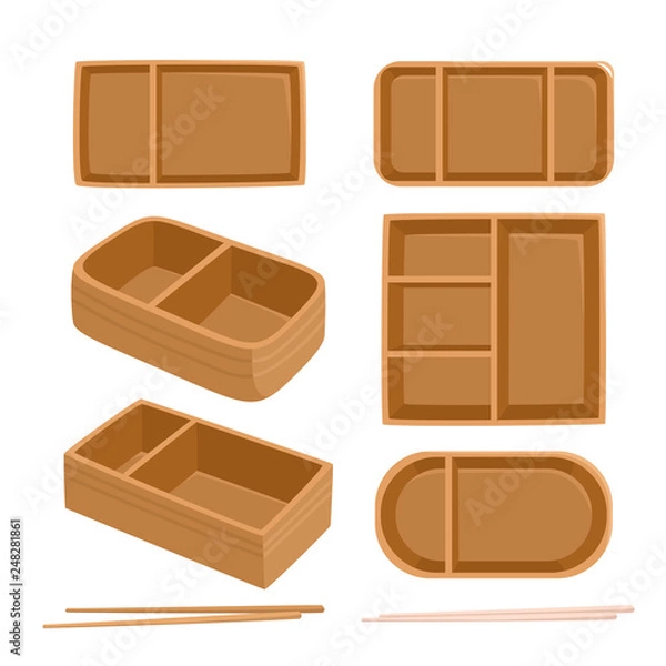 Obraz Bright vector illustration of traditional bento box isolated on white