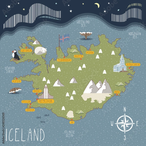 Fototapeta Vector map of Iceland
