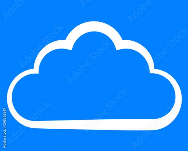 Fototapeta Cloud symbol icon - white simple outline, isolated - vector