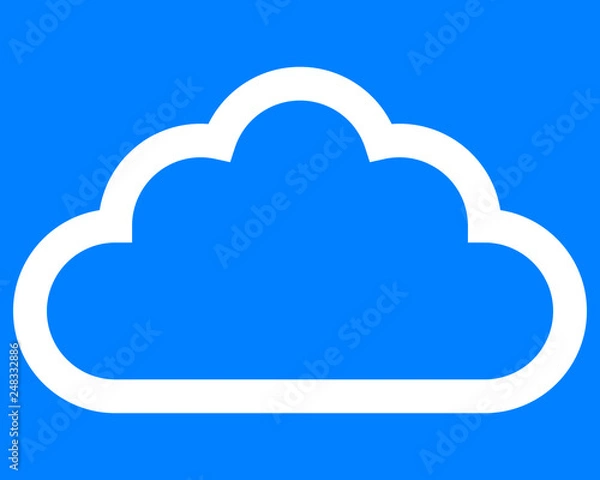 Fototapeta Cloud symbol icon - white simple outline, isolated - vector