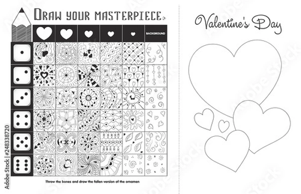 Obraz  game zentangle elements Valentine black