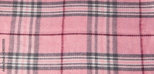 Fototapeta square pattern fabric background. Textures pink and white cotton fabric. The pattern for textiles. Cell. Shirts plaid. Trendy Illustration for Wallpapers. Fashion Design and House Interior Design