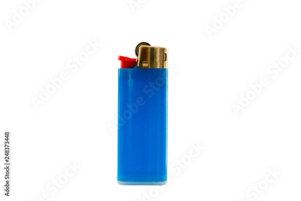 Fototapeta Blue lighter isolated on white background, with clipping path. Design element.