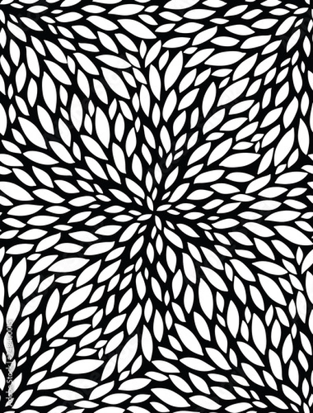 Fototapeta Abstract burst, black and white seamless pattern, background, texture, wallpaper, leaf