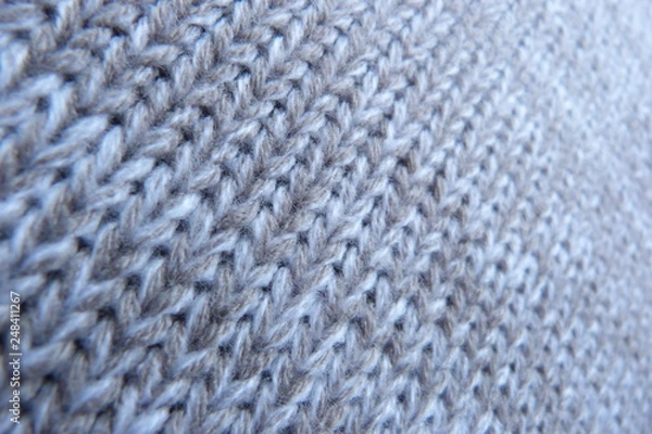 Fototapeta gray knitted knitwear background for decor background wool acryth natural material
