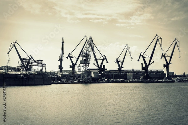 Obraz Dźwigi w stoczni Gdańsk, Polska