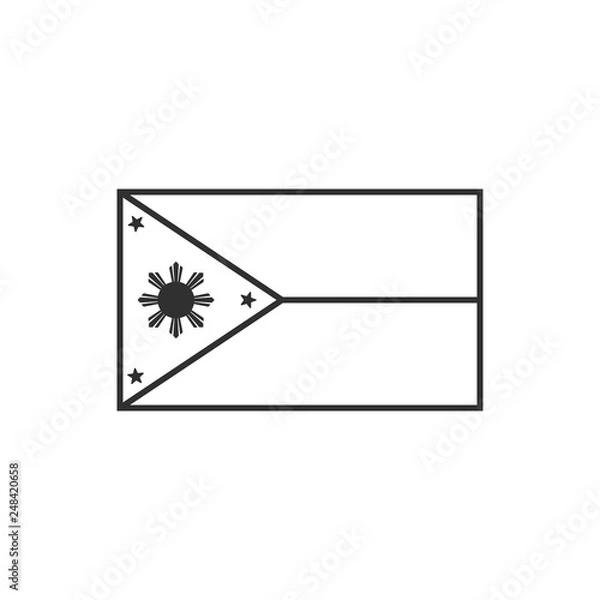 Obraz Philippines flag icon in black outline flat design. Independence day or National day holiday concept.
