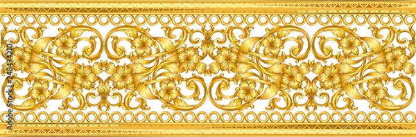 Fototapeta Seamless golden ornamental segment on white