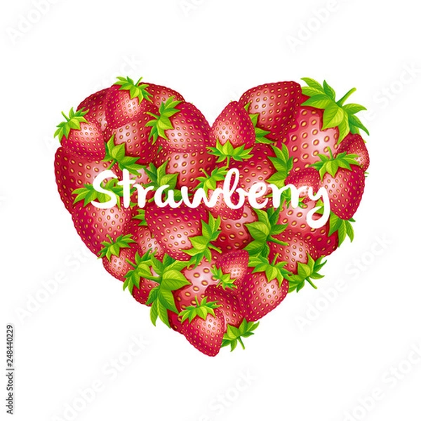 Obraz Strawberry heart. Vector heart made of strawberries.