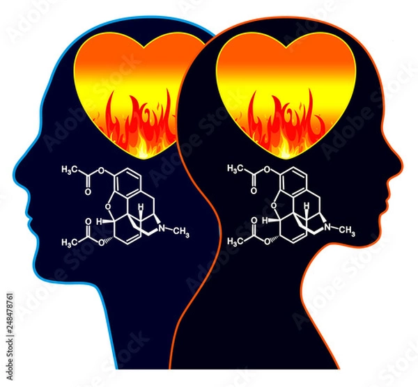 Obraz The secrets of attraction. The chemistry of love makes couple addicted like heroin.