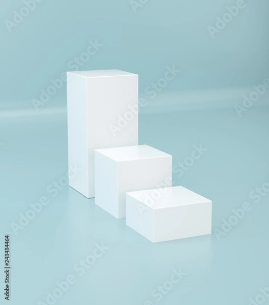 Fototapeta Empty box pedestal for display. Platform for design. 3D rendering