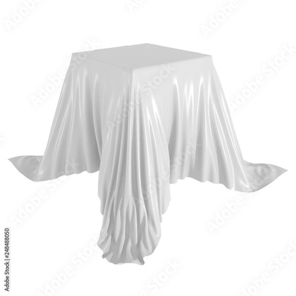 Fototapeta White silk elegance tablecloth. Trade show exhibition
