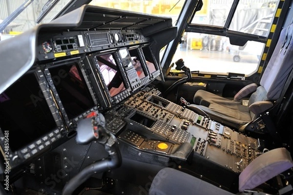Obraz helicopter cockpit  von instruments and controls