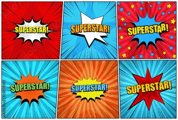 Fototapeta Comic superstar bright collection
