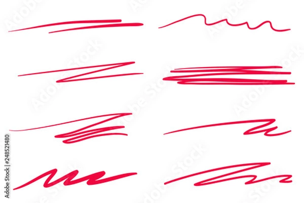 Fototapeta Hand drawn lettering underlines on white. Colored backgrounds with array of lines. Chaotic patterns. Colorful illustration. Sketchy elements