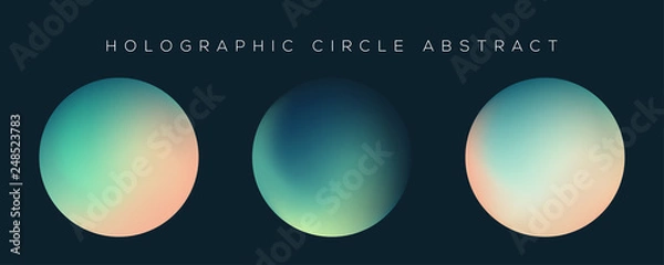 Fototapeta Holographic circle on dark background. Gradient of polar lights, set of holographic circles. Vibrant abstract gradient set. 