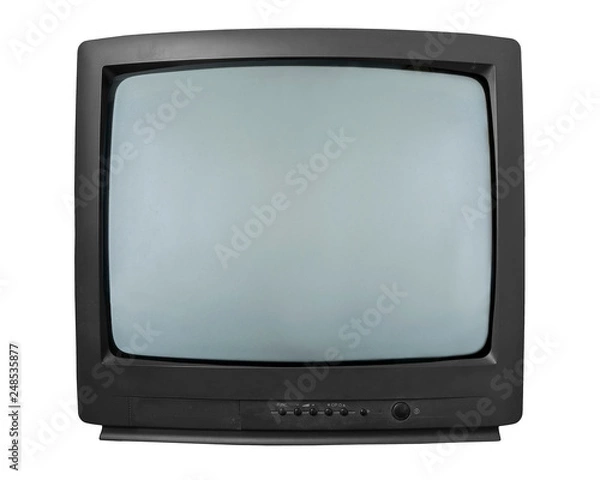 Obraz Stary telewizor. TV z kineskopem na białym tle.