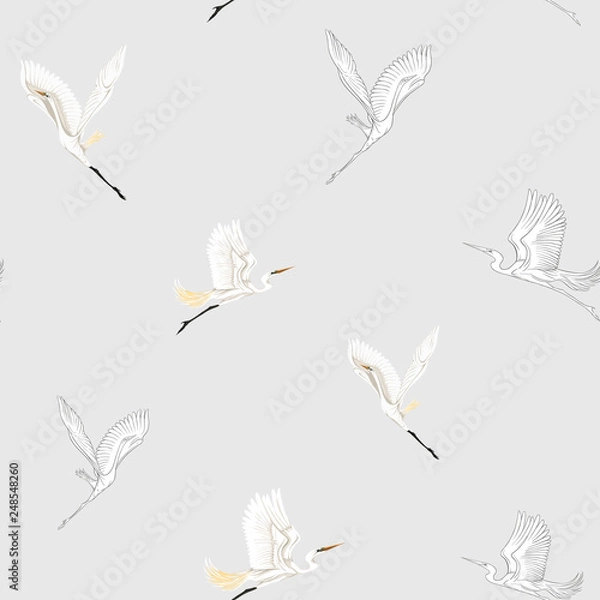 Fototapeta Seamless pattern, background with tropical birds