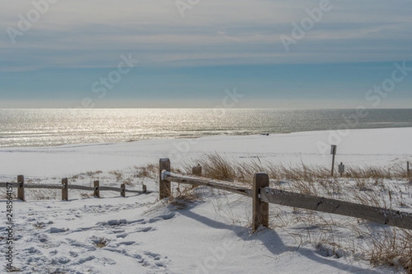 Obraz Empty beach after snowfall