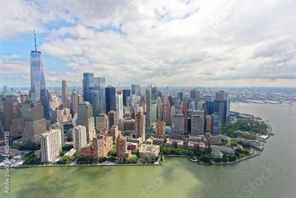 Obraz Aerial view of Lower Manhattan skyline, viewed from the west