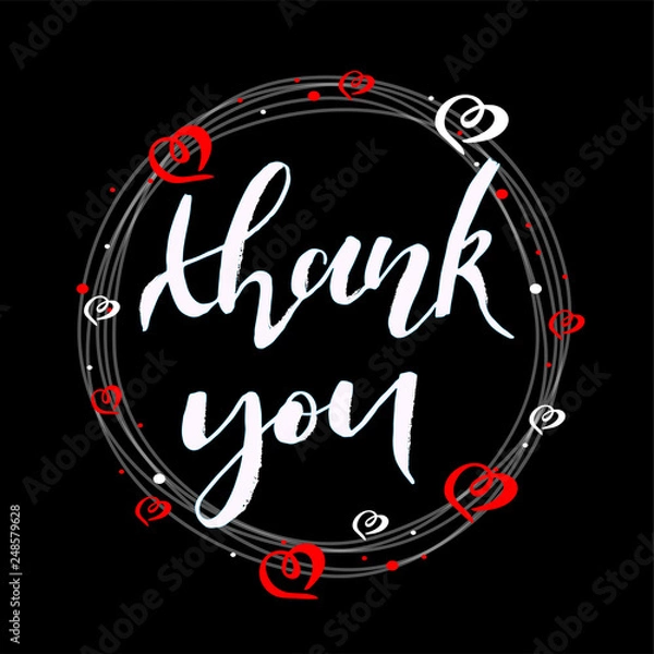 Obraz Vector illustration of hand drawn lettering of text Thank you