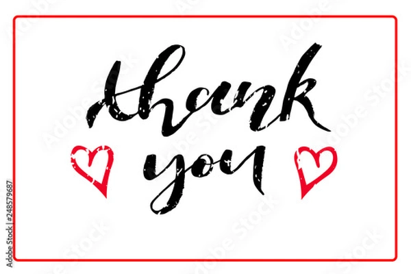Obraz Vector illustration of hand drawn lettering of text Thank you