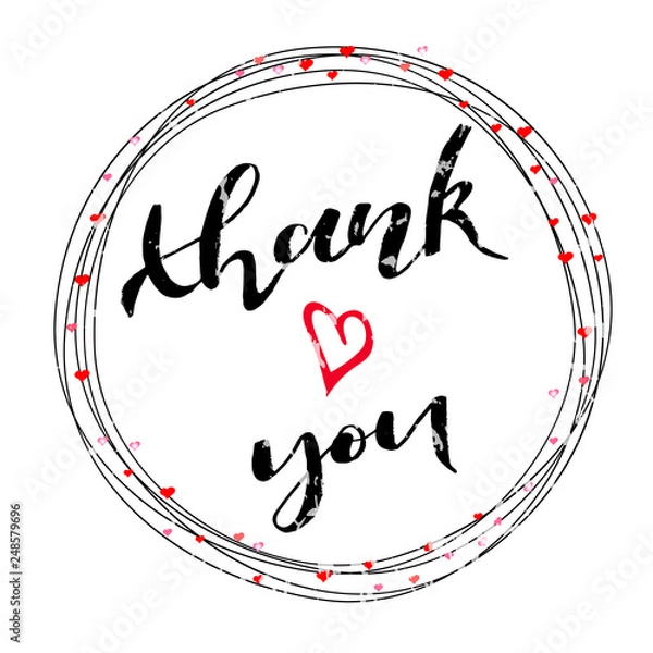 Obraz Vector illustration of hand drawn lettering of text Thank you