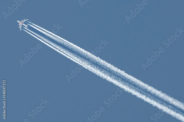 Fototapeta The flight of the aircraft in the sky.