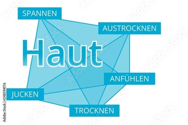 Obraz Haut - Begriffe verbinden, Farbe blau