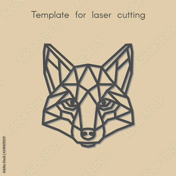 Fototapeta   Template animal for laser cutting. Abstract geometric fox for cut. Stencil for decorative panel of wood, metal, paper. Vector illustration.