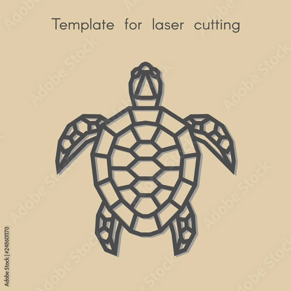 Obraz   Template animal for laser cutting. Abstract geometric turtle for cut. Stencil for decorative panel of wood, metal, paper. Vector illustration.