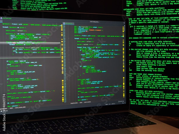 Fototapeta Using malicious code or virus program for cyber anonymus attack on server. Identity theft and computer crime