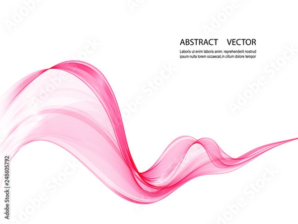 Obraz Abstract soft design pattern with pink wavy lines in elegant dynamic style on white background. Pink waves.