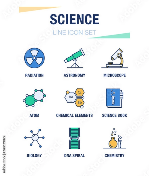 Fototapeta SCIENCE LINE ICON SET