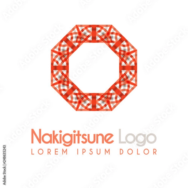 Fototapeta red and gray flower logos with geometric shapes. for the celebration of religion and architecture of the Middle East. suitable for corporate, business and development interiors