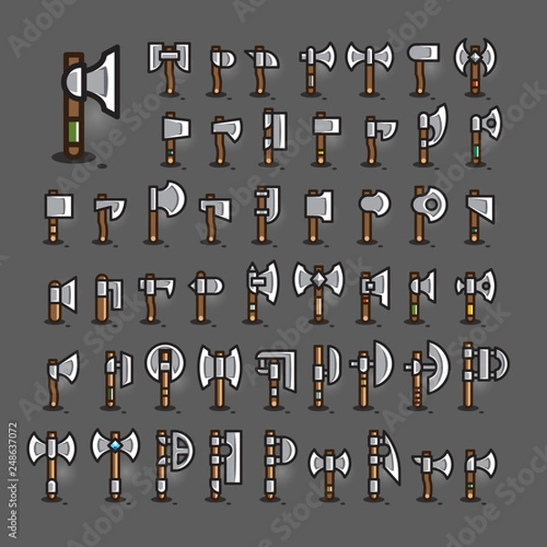 Fototapeta Axes for creating video games. Set II.