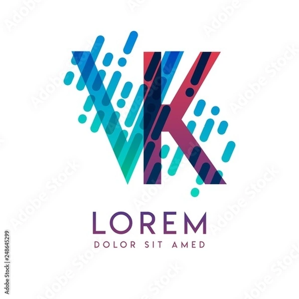 Fototapeta VK logo with the theme of galaxy speed and style that is suitable for creative and business industries. KV Letter Logo design for all webpage media and mobile, simple, modern and colorful.