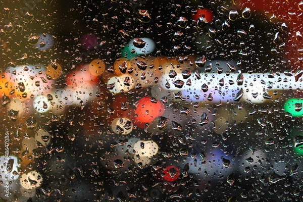 Obraz rain lights night abstraction