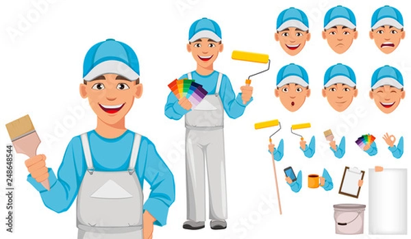 Obraz Painter man. Decorator cartoon character