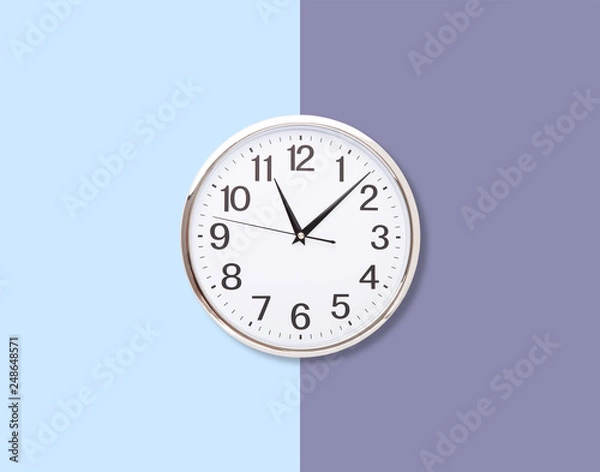 Fototapeta Abstract colorful wall with office clock. Bubiness background