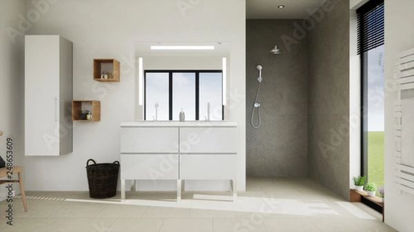 Fototapeta vue 3d salle de bain 05