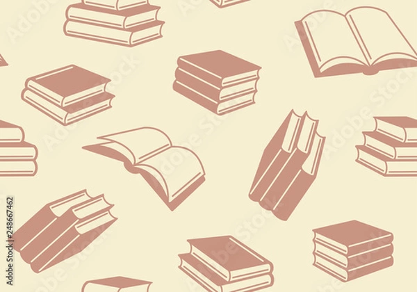 Fototapeta Seamless pattern with open and closed books. Vector background