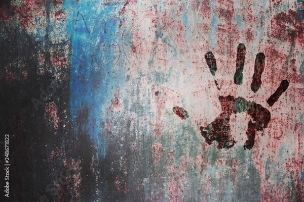Fototapeta hand print on wall background