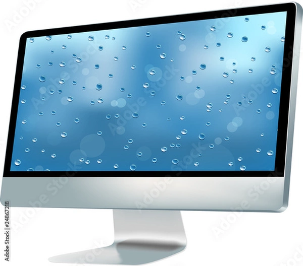 Fototapeta Desktop computer with water drops background