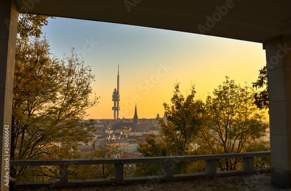 Obraz sunset over the city prague