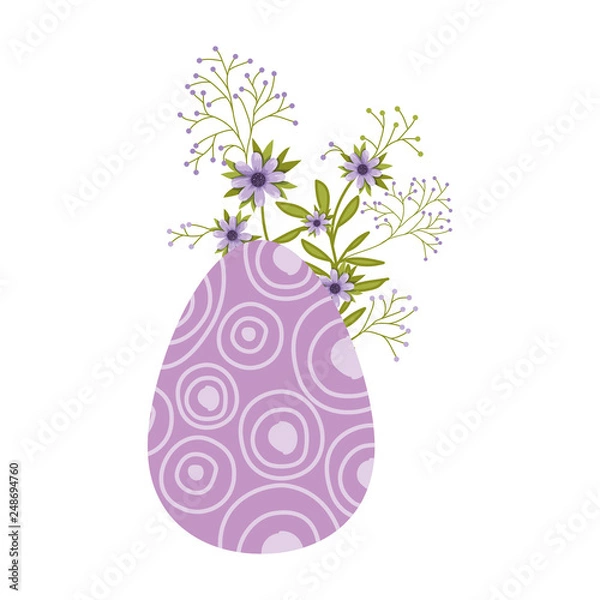 Obraz easter egg flowers and leafs isolated icon