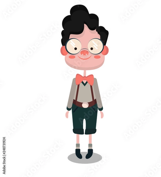 Obraz smart boy in glasses on white background