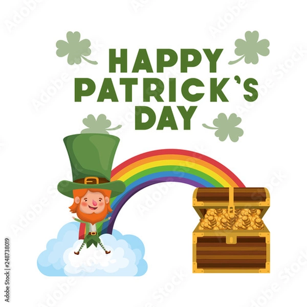 Obraz happy patricks day label with leprechaun character