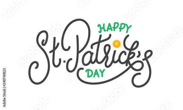 Fototapeta Patricks Day. Happy St. Patrick's Day vector lettering label.